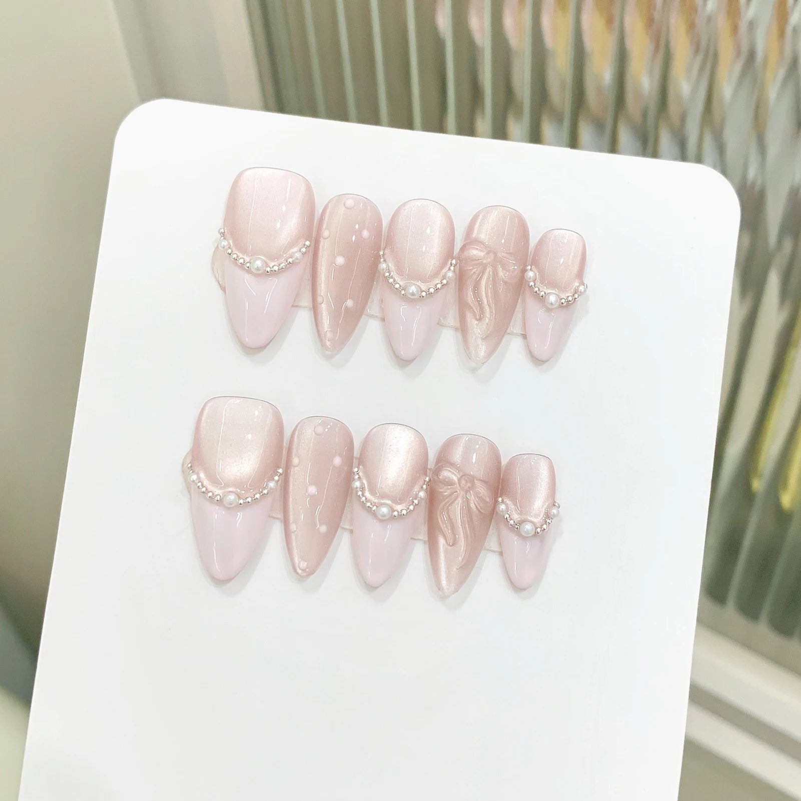 Korean Nude Press-On Nails, Coffin Medium