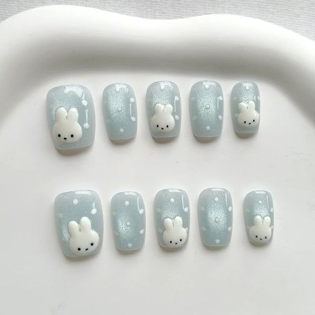 Rabbit Dot Press-On Nails, Square Short