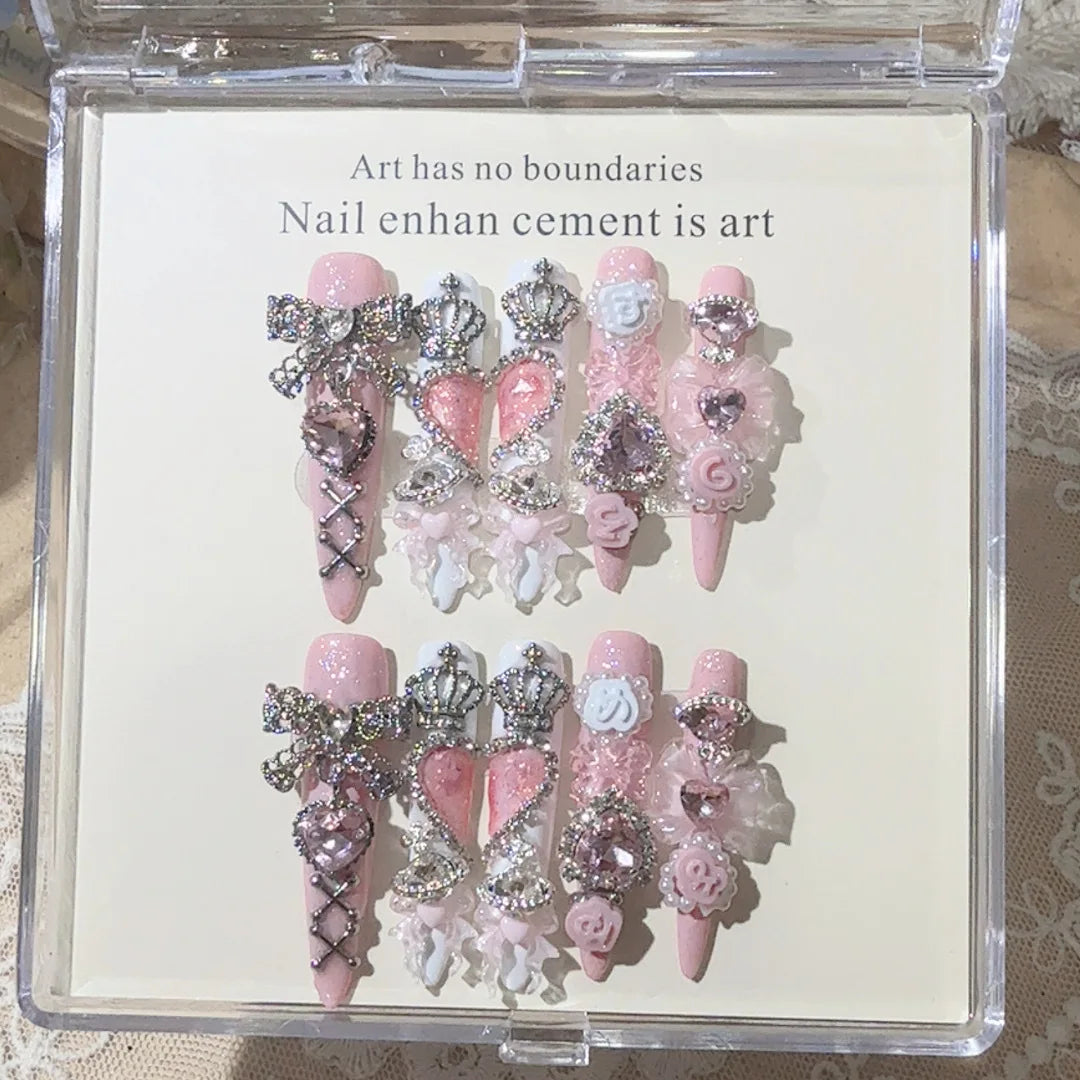 Punk Bloom Press-On Nails, Coffin Long