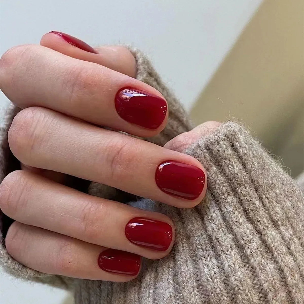 Solid Press-On Nails, Square Short