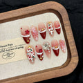 Red Cat Eye French Press-On Nails, Almond Medium