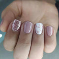 Glitter French Short Press-On Nails, Square Short