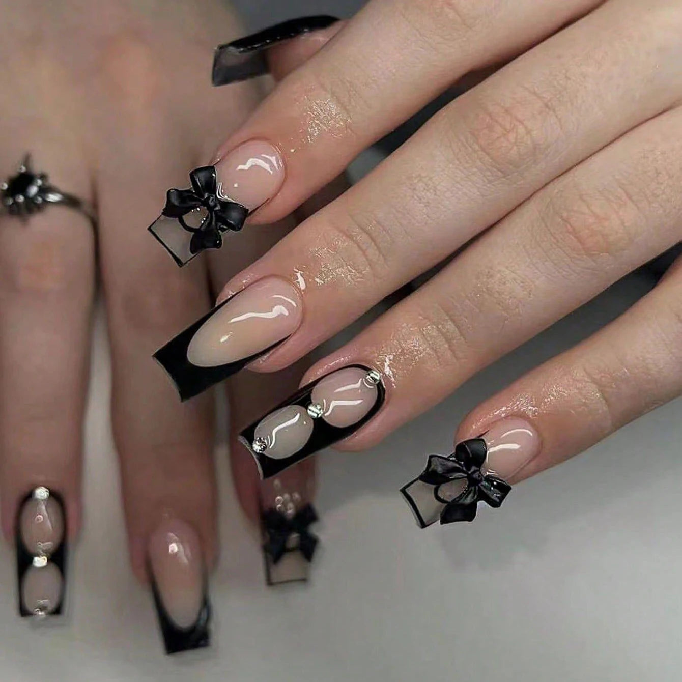 Wide French Press-On Nails, Square Long