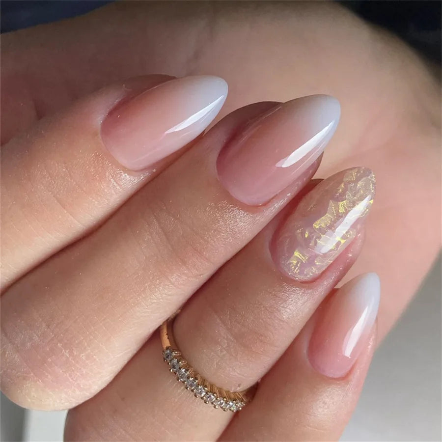 Bare Press-On Nails, Almond Medium