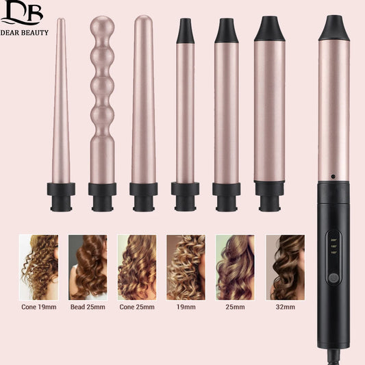 6 In 1 Professional Hair Curler Long-lasting Fast Heating Curling Iron Wave Wands Rotating Hair Styling Appliances 9-32mm