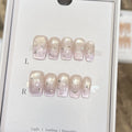 Rose Glaze Bow Press-On Nails, Coffin Medium