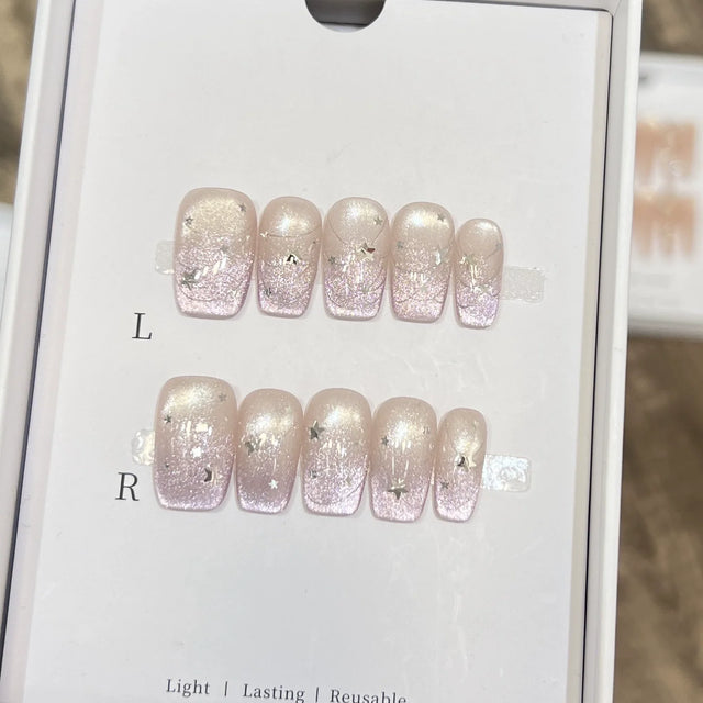Rose Glaze Bow Press-On Nails, Coffin Medium