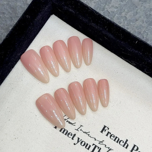 Retro Nude Press-On Nails, Almond Long