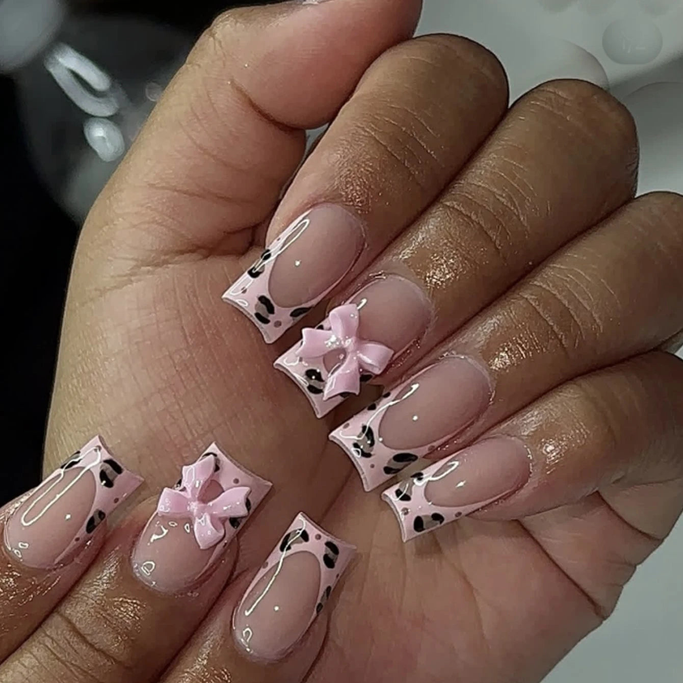 Wide French Press-On Nails, Square Long