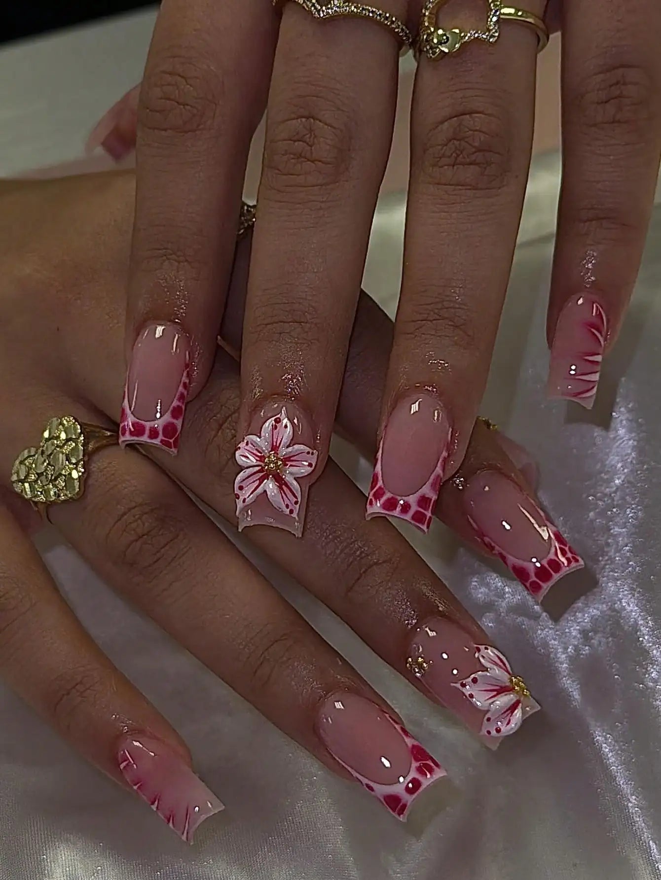 Chrome Bow French Press-On Nails, Square Short