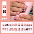 Leopard Bow Press-On Nails, Square Short