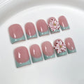 Carved Bloom Press-On Nails, Coffin Short
