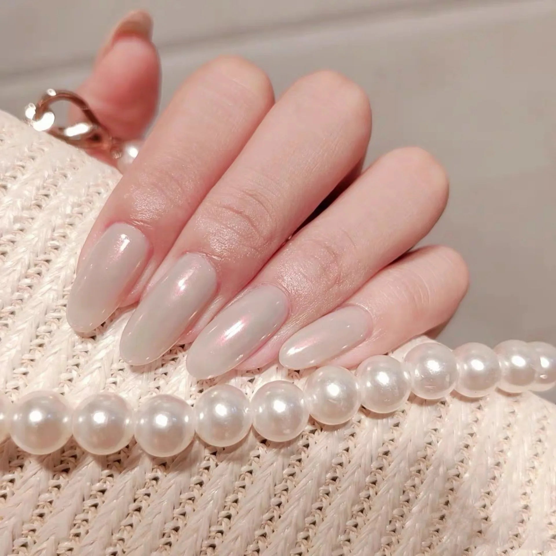 Bare Press-On Nails, Almond Medium
