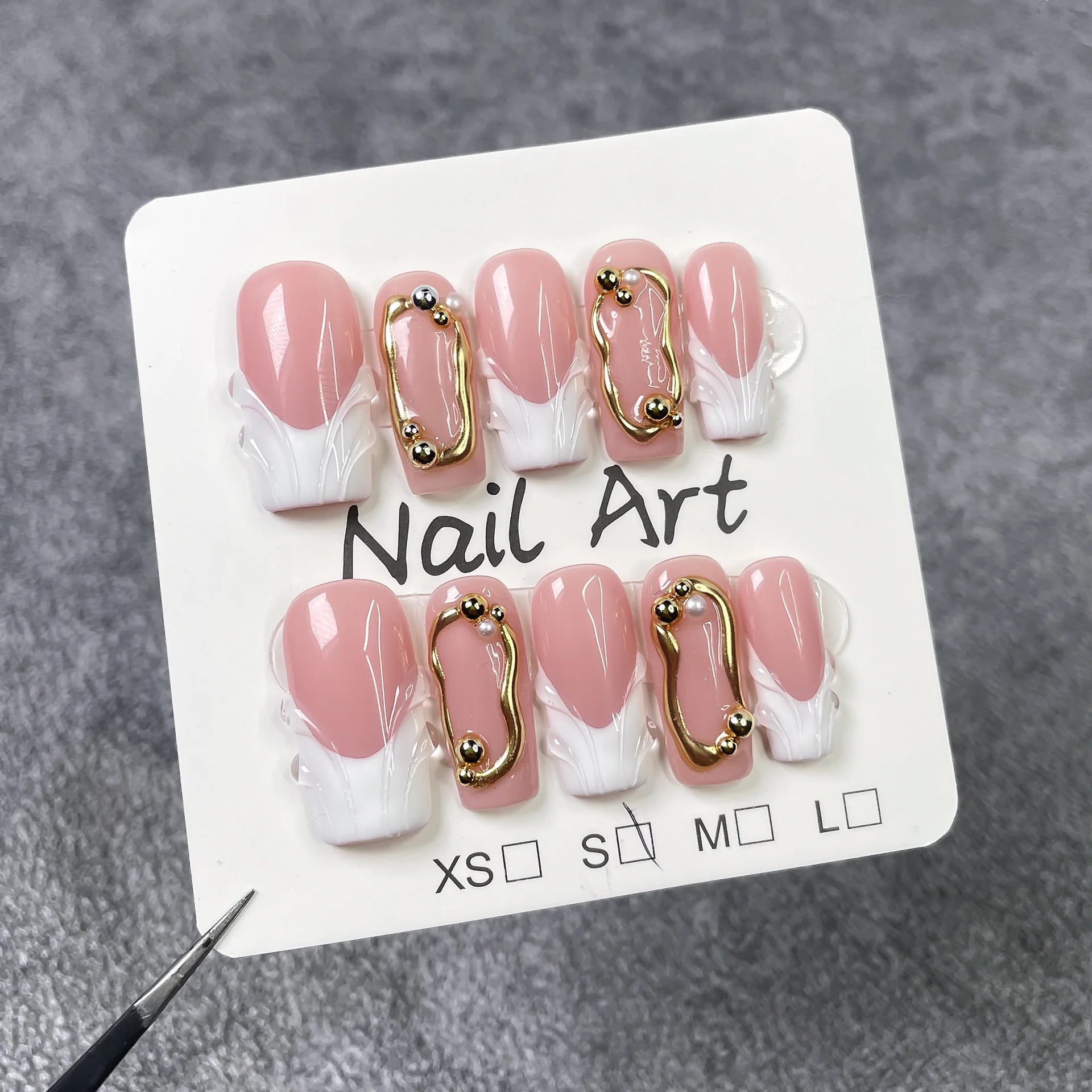 Gilded Nude Press-On Nails, Coffin Long