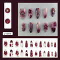 Wine Bloom Press-On Nails, Almond Medium