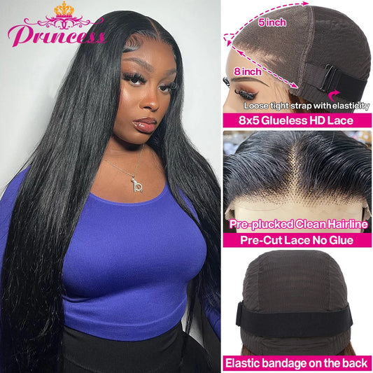 Princess Hair 13x6 13x4 HD lace Frontal Wig Preplucked Glueless Wig Human Hair Ready to Wear Straight Human Hair Wigs for Women