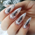 Silver Pine Press-On Nails, Almond Medium