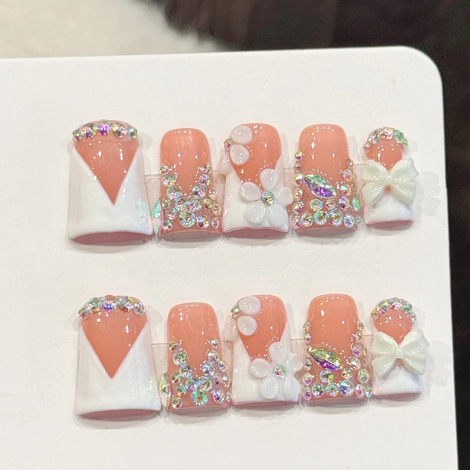 Duckbill Bow Press-On Nails, Square Short