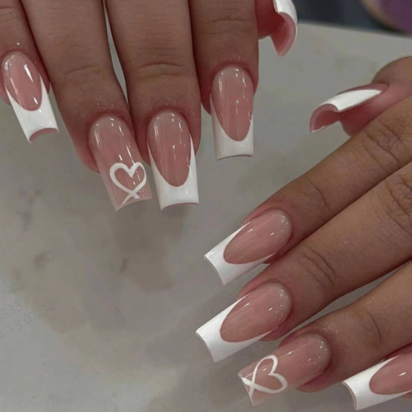 Wide French Press-On Nails, Square Long