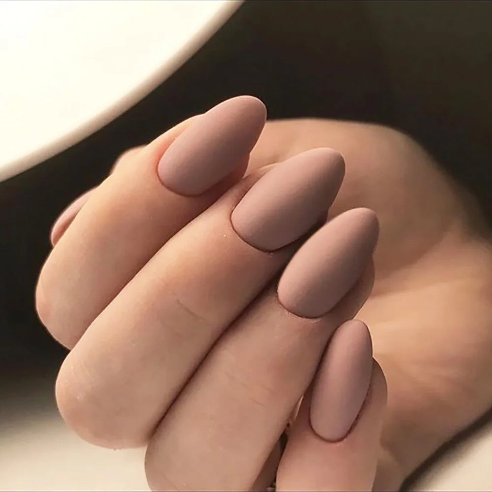 Matte Press-On Nails, Almond Medium