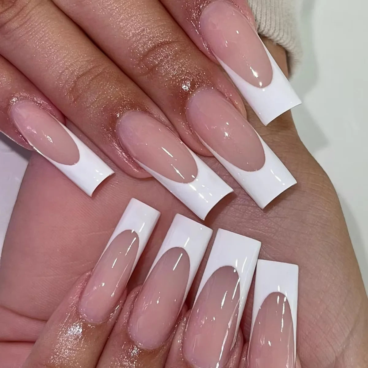 Wide French Press-On Nails, Square Long
