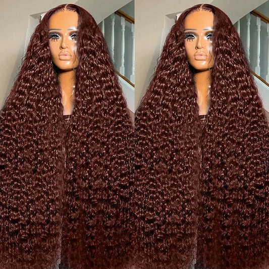 Loose Deep Wave 13x4 Glueless Wig Human Hair Ready To Wear Reddish Brown 7x5 Curly Lace Front Wigs Preplucked For Women Pre Cut