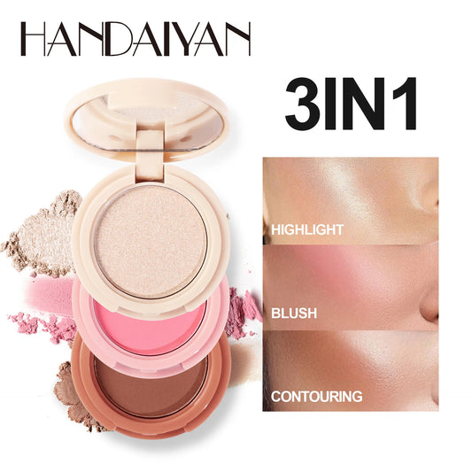 Contouring Highlight Blush 3 In 1 All-in-one Palette Face Brightening Matte Eye Shadow Contouring Palette