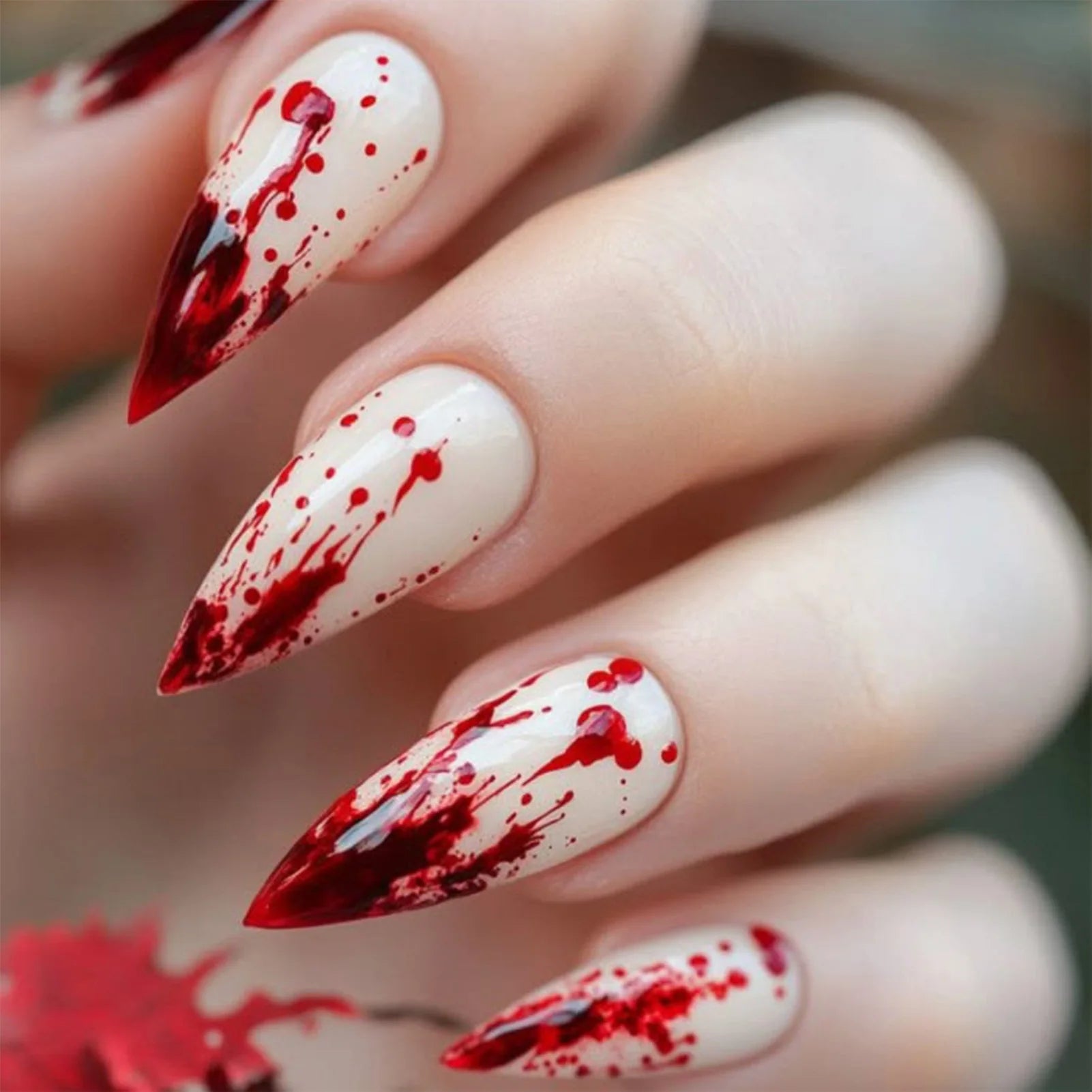 Blood Drip Press-On Nails, Almond Long