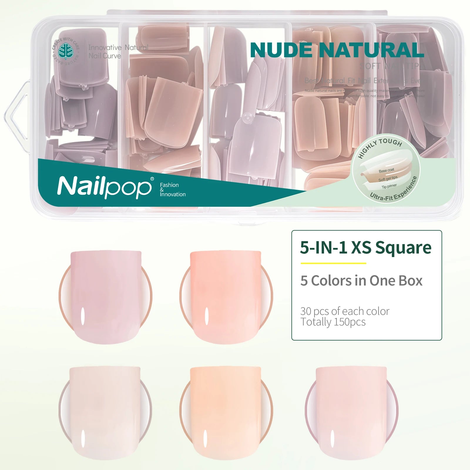 Ultra Fit Nude Press-On Nails, Square Short