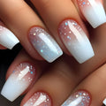Ivory Ombre French Press-On Nails, Coffin Medium