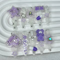 Jirai Purple Press-On Nails, Coffin Long