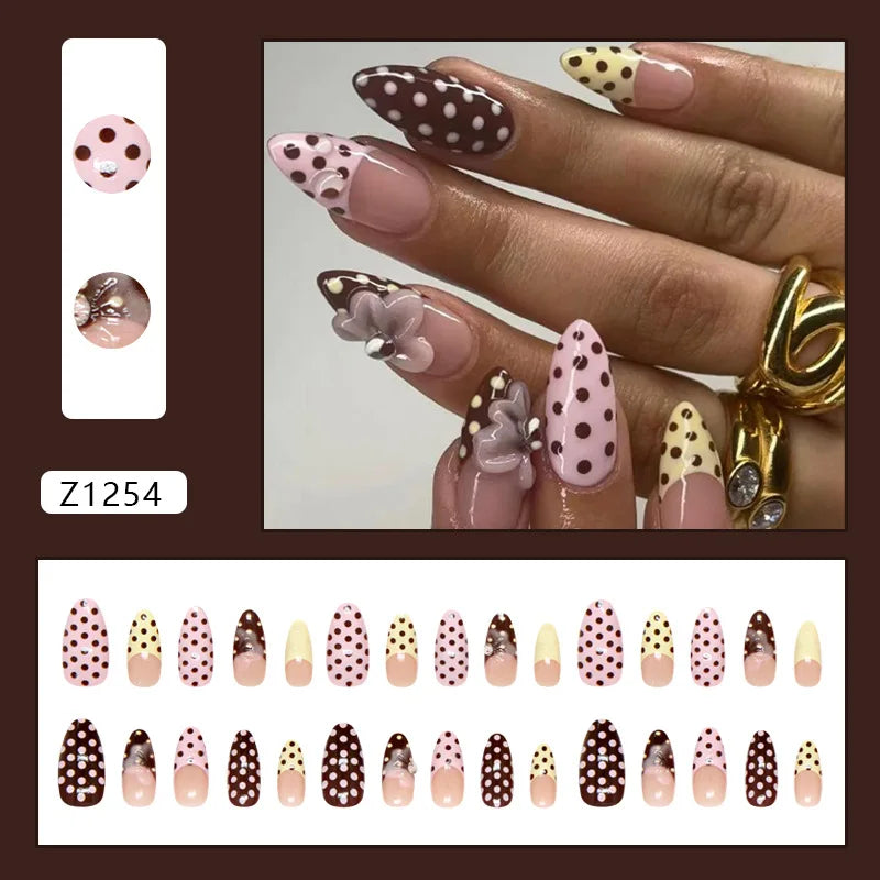 Sweet Bow French Press-On Nails, Almond Medium