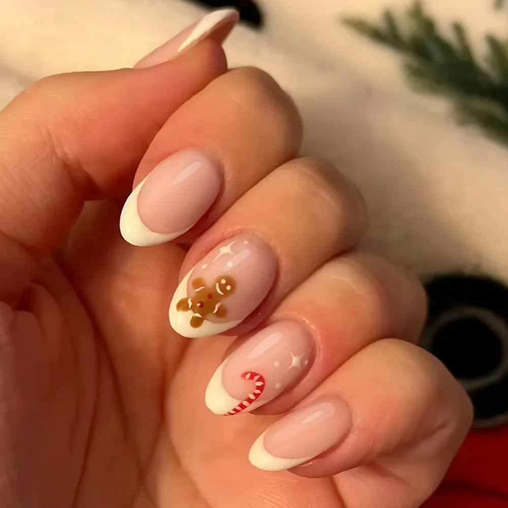 Gingerbread French Press-On Nails, Almond Short