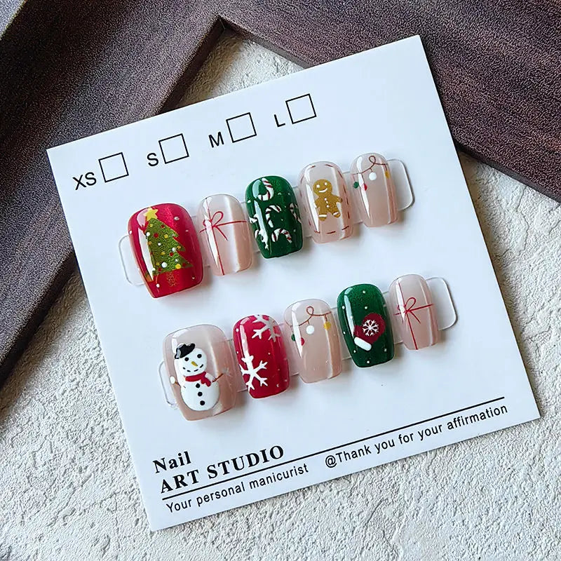 Tartan Christmas Press-On Nails, Square Short
