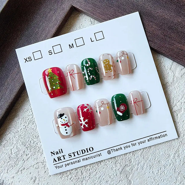 Tartan Christmas Press-On Nails, Square Short