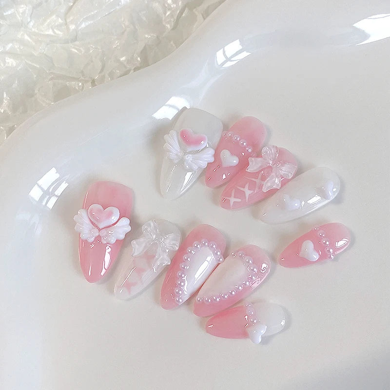 Sweet Heart Press-On Nails, Almond Medium