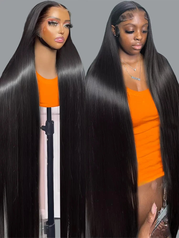 250 Density Brazilian 30 40Inch Bone Straight 13x4 13x6 HD Lace Frontal Human Hair Wigs  7x5 13x4 Glueless Wig Ready to Wear