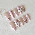 Dot Bow French Press-On Nails, Almond Medium