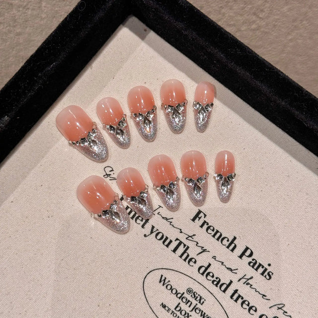 Retro Nude Press-On Nails, Almond Long