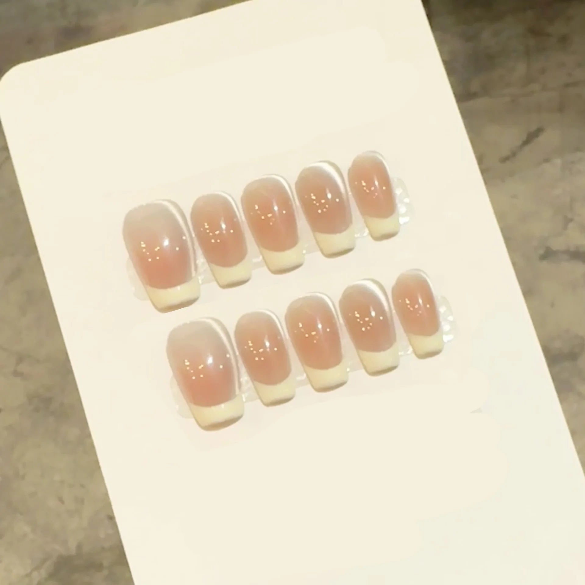 Simple Nude French Press-On Nails, Square Short