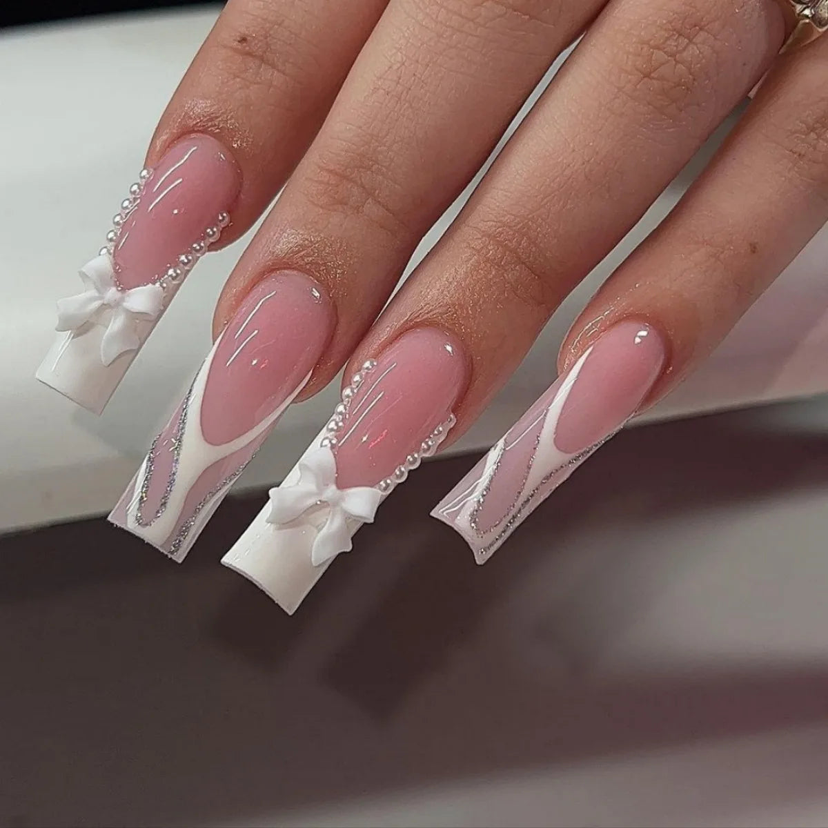 Ballet French Press-On Nails, Coffin Long
