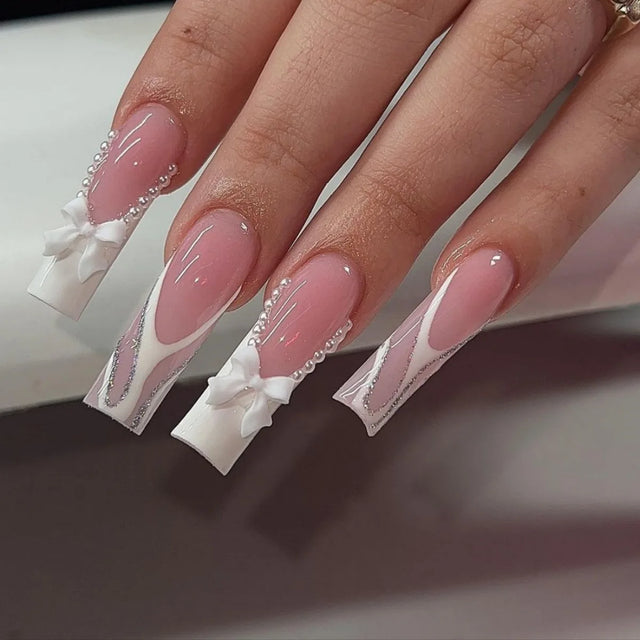 Ballet French Press-On Nails, Coffin Long