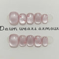 Rose Glaze Round Press-On Nails, Oval Short