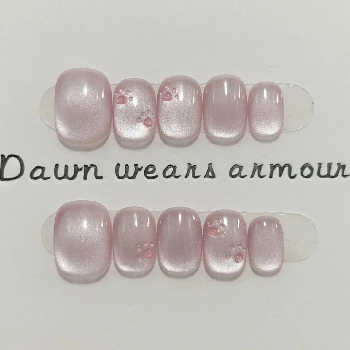 Rose Glaze Round Press-On Nails, Oval Short
