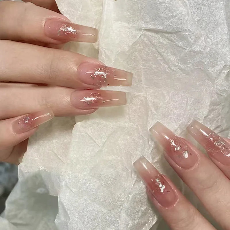 Bare Ballerina Press-On Nails, Coffin Long
