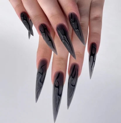 Flame Press-On Nails, Stiletto Long