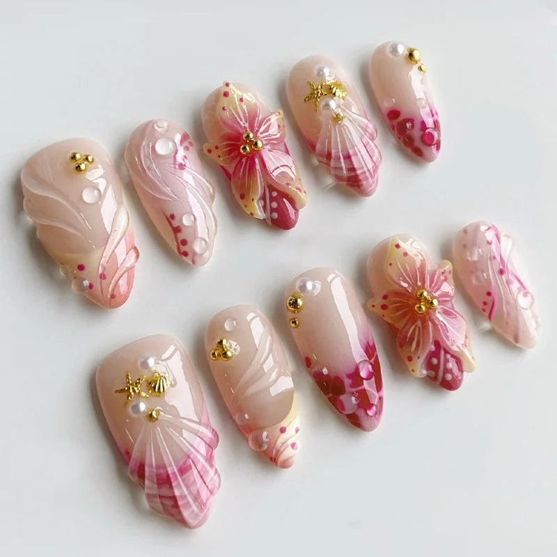 Petal Cast Press-On Nails, Almond Medium
