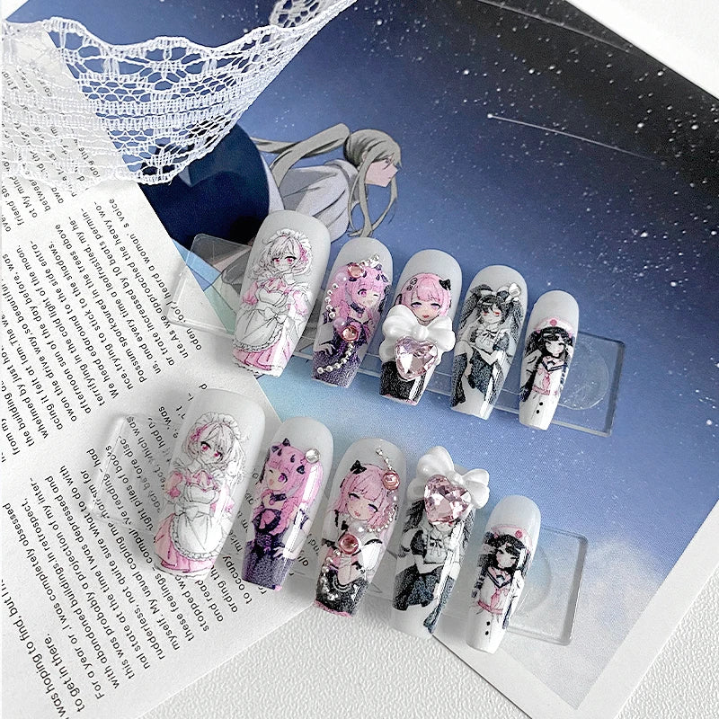 Anime Press-On Nails, Coffin Long