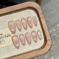Simple Nude Cat Eye Press-On Nails, Almond Medium