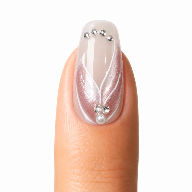 Aurora Pearl Press-On Nails, Almond Medium — Packshot fond blanc (variante / Shopping)